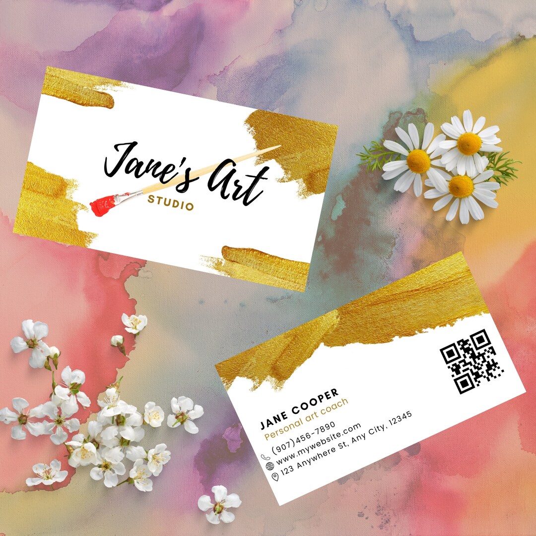 Art Business Card Art Studio Business Card Canva Template Etsy