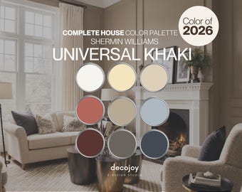 UNIVERSAL KHAKI SW 6150 Sherwin Williams 2026 Color of Year | Whole House Paint Palette | Warm Neutral | Digital Download