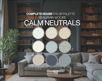 CALM NEUTRALS Benjamin Moore Paint Palette | Coastal Whole House Color Scheme 2026 | Neutral Interior | Digital Download