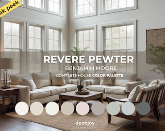 Revere Pewter Benjamin Moore Paint Palette: Modern Neutral Color Scheme (Digital Download)