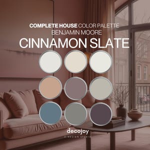 CINNAMON SLATE Benjamin Moore Paint Palette Coordination Colors for Whole House Glam, Color Palette