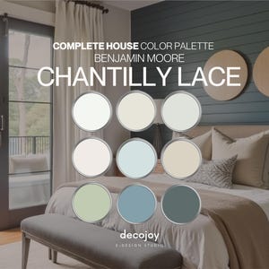 CHANTILLY LACE OC-65 Benjamin Moore Paint Palette | Whole House Color Scheme 2026 | Classic White | Digital Download