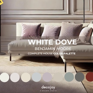 White Dove Paint Palette – Benjamin Moore Interior Color Scheme | Soft Neutral Whole House Colors for Walls, Trim & Ceilings