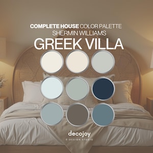 GREEK VILLA Sherwin Williams Paint Palette Neutral Modern Coastal Home Colors Whole House Color Scheme