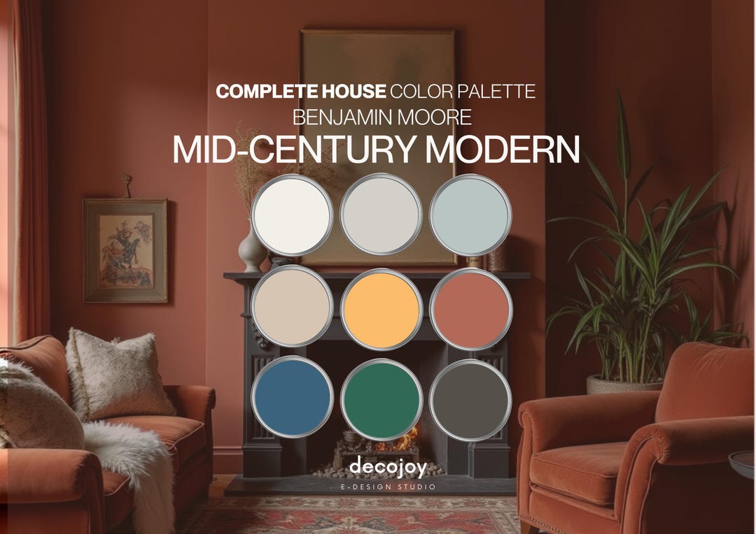 MID CENTURY MODERN Benjamin Moore Paint Palette | Whole House Color ...