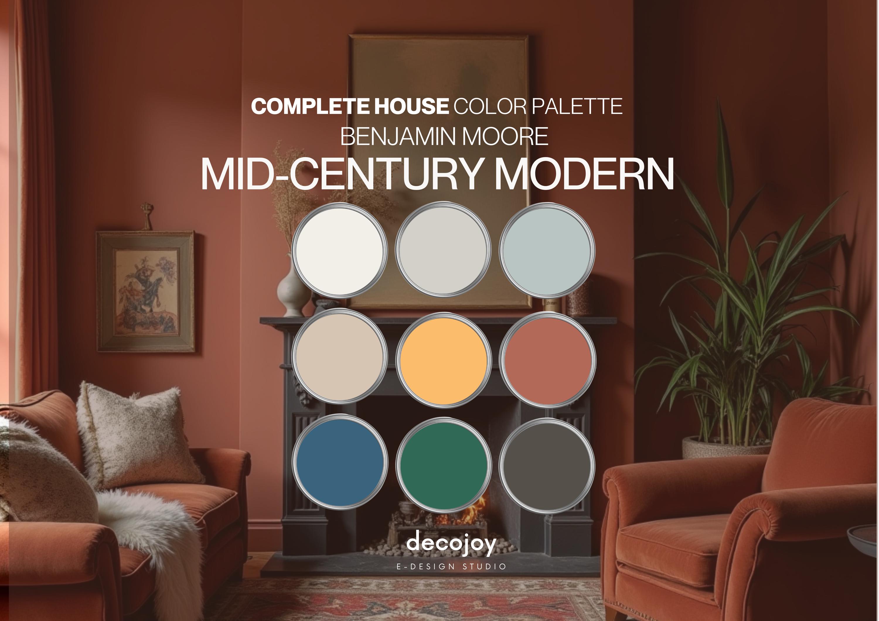 MID CENTURY MODERN Benjamin Moore Paint Palette | Whole House Color ...