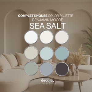 SEA SALT 2123-40 Paleta de colores Benjamin Moore / Esquema de color moderno costero para toda la casa 2026 / Descarga digital