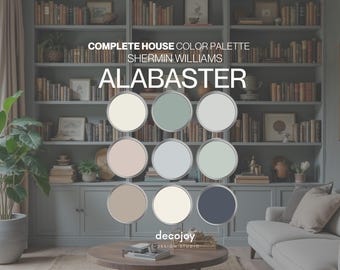 ALABASTER SW 7008 Sherwin Williams Paint Palette | Whole House Color Scheme 2026 | Soft White Interior | Digital Download