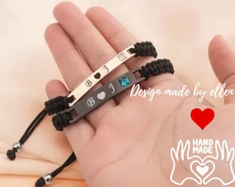 Personalized Birthstone & Name Couple Bracelet Set | matching bracelets for Couples | Valentine's Day/Anniversary Gift | Friendship Bracelet