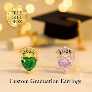 Personalized Heart Birthstone Stud Earrings For Her