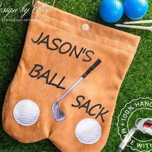 Bolsas para pelotas de golf con nombre personalizado, bolsa portátil de franela para pelotas de golf, accesorio deportivo, regalo divertido de golf para hombres, padres, esposos y amantes del golf