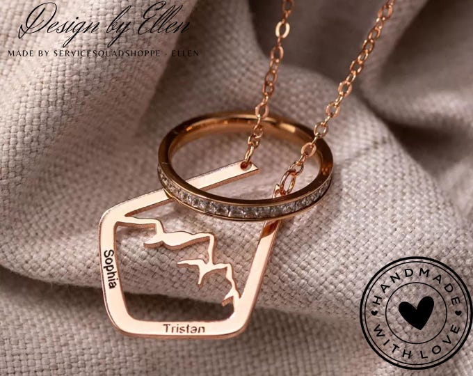 Dainty Ring Holder Necklace with Mountain Design, Custom Geometric Ring Keeper Simple Jewelry Gift for Her/Womens/Girls Mothers/Doctor/Nurse