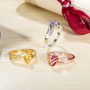 Customizable Promise Rings Personalized Promise Ring: Custom Birthstone, Engraved Sterling Silver ...