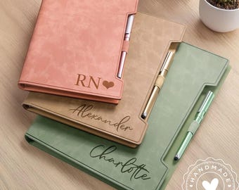 Personalized Leather Journal with Pen: Engraved A5/B5/A4 Notebook