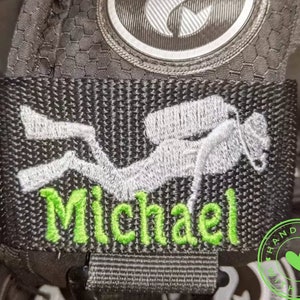 Dive into Personalization: Handcrafted Scuba, Scuba Dive Tag with Name, Personalized Embroidered Scuba BCD Name Ta, Gift for Scuba Divers