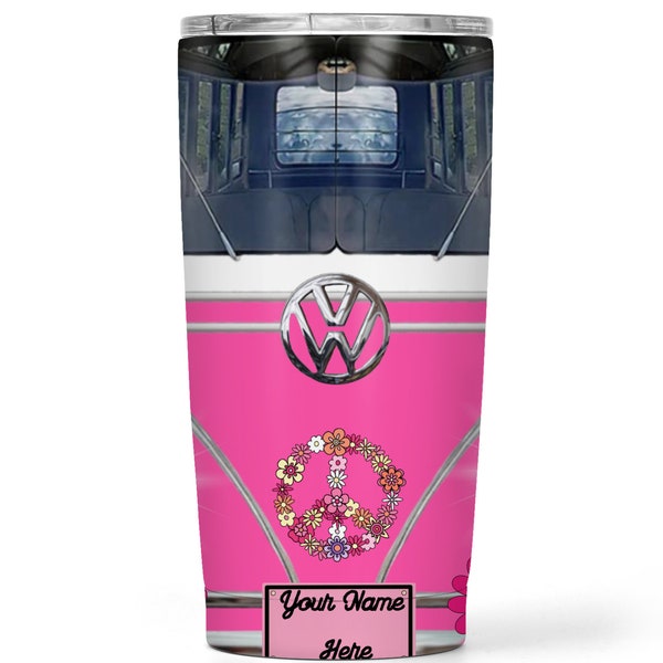 Hippie Soul Volkswagon Bus 20 oz skinny tumbler and travel mug tapered wrap