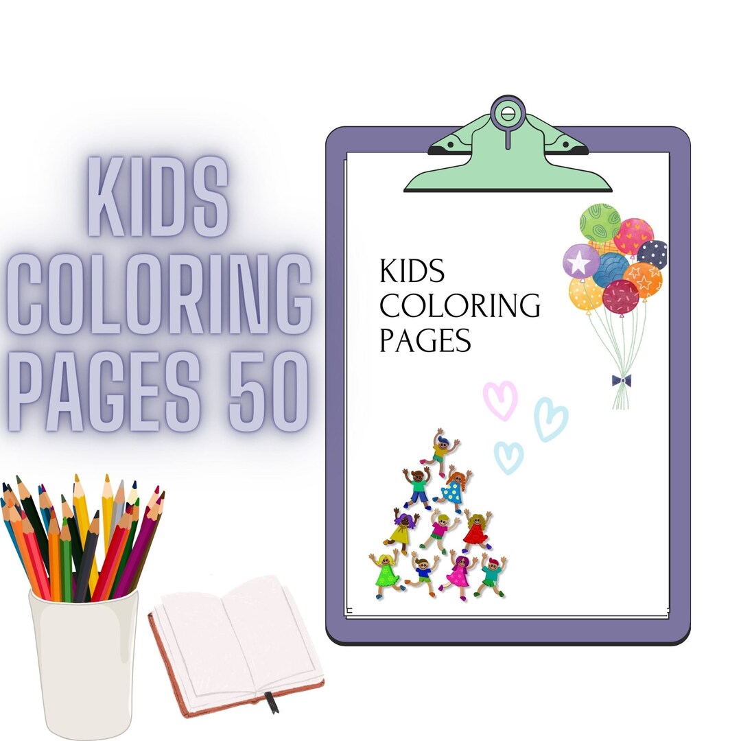 Kids Coloring Pages 50coloring Bookprintable Coloringkids - Etsy
