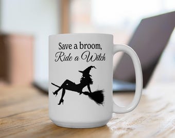 Taza de bruja, taza de café de Halloween, taza de té wicca, regalo de bruja, taza con cita divertida de bruja, decoración de cocina de Halloween