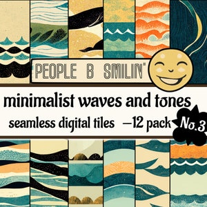 Pacote de padrões digitais minimalistas de ondas e tons nº 3 | papel de design sem costura | padrão DIY de textura decorativa | design exclusivo | doação