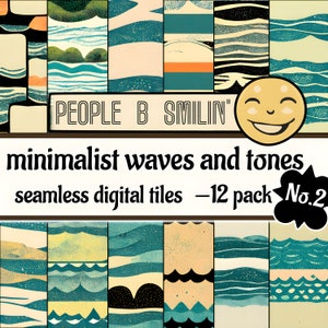 Minimalist Waves & Tones Digital Pattern Pack No.2 | seamless design paper | relaxing teal decorative DIY pattern | unique design donation
