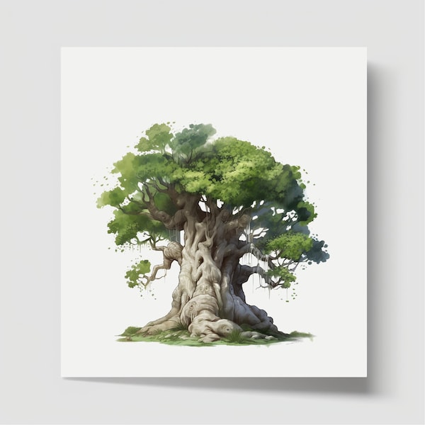 11 Oak Tree Watercolor Clipart, Beautiful trees png, Landscape art, Forest clipart PNG, Tree Clipart