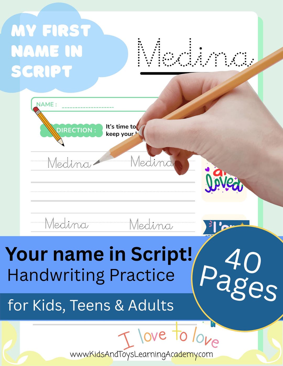 My Name in Cursive! A Personalized Handwriting Workbook for Kids - Etsy