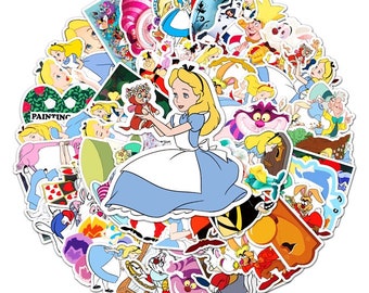 Alice in Wonderland Stickers -- Waterproof -- Laptop, Hydro Flask, Scrapbooking, Journaling, Luggage, Skateboard, Diary, Phone Case