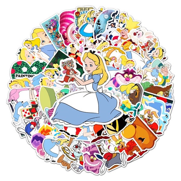 Alice in Wonderland Stickers -- Waterproof -- Laptop, Hydro Flask, Scrapbooking, Journaling, Luggage, Skateboard, Diary, Phone Case