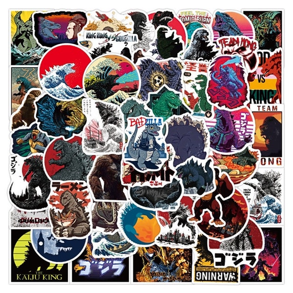 Godzilla Stickers -- Waterproof -- Laptop, Hydro Flask, Scrapbooking, Journaling, Luggage, Skateboard, Diary, Phone Case