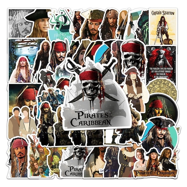 Pirates of the Caribbean Stickers -- Waterproof -- Laptop, Hydro Flask, Scrapbooking, Journaling, Luggage, Skateboard, Diary, Phone Case