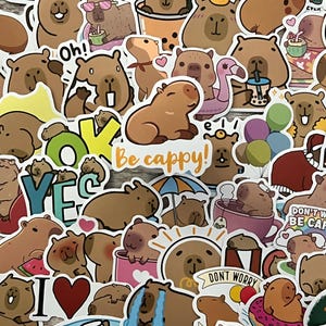 Capybara Stickers -- Waterproof -- Laptop, Hydro Flask, Scrapbooking, Journaling, Luggage, Skateboard, Diary, Phone Case
