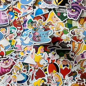Alice in Wonderland Stickers -- Waterproof -- Laptop, Hydro Flask, Scrapbooking, Journaling, Luggage, Skateboard, Diary, Phone Case