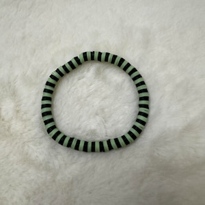Light Green and Black Heishi Clay Bead Bracelet #2 | Heishi Bead Bracelet Set | Stackable Bracelets | Clay Bead Bracelets | Custom Bracelets