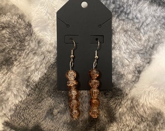 Bronze Glass Bead Dangle Earrings