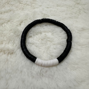 Black and White Heishi Clay Bead Bracelet #3 | Heishi Bead Bracelet Set | Stackable Bracelets | Clay Bead Bracelets | Custom Bracelets