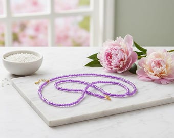 Purple Glass Seed Bead Necklace - Handmade Beaded Jewelry