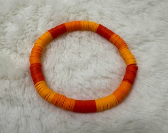 Orange Heishi Clay Bead Bracelet #2