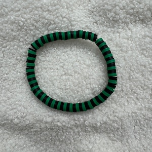 Dark Green and Black Heishi Clay Bead Bracelet #1 | Heishi Bead Bracelet Set | Stackable Bracelets | Clay Bead Bracelets | Custom Bracelets