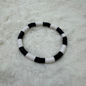 Black and White Heishi Clay Bead Bracelet #2 | Heishi Bead Bracelet Set | Stackable Bracelets | Clay Bead Bracelets | Custom Bracelets
