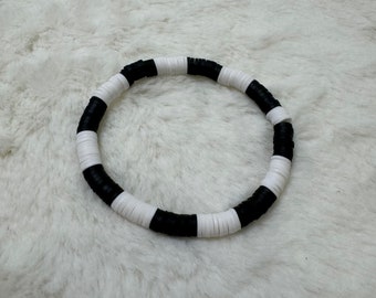 Black and White Heishi Clay Bead Bracelet #2