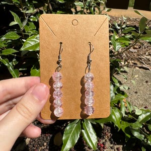 Light Pink Glass Bead Dangle Earrings