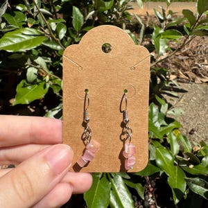 Pink Faux Stone Stacked Dangle Earrings