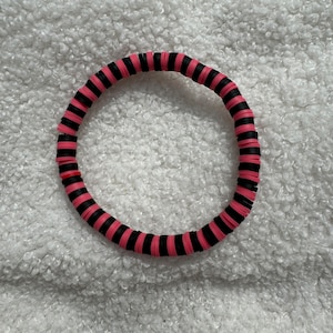 Pink and Black Heishi Clay Bead Bracelet #2 | Heishi Bead Bracelet Set | Stackable Bracelets | Clay Bead Bracelets | Custom Bracelets
