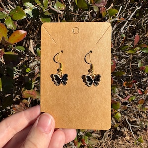 Black and Gold Butterfly Dangle Earrings