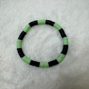 Light Green and Black Heishi Clay Bead Bracelet #1 | Heishi Bead Bracelet Set | Stackable Bracelets | Clay Bead Bracelets | Custom Bracelets
