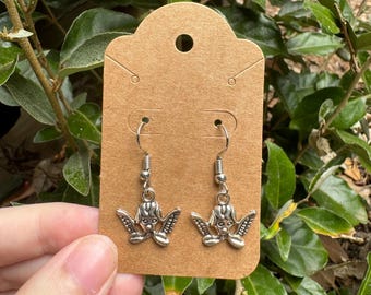 Silver Angel Head Dangle Earrings | Nickel-Free