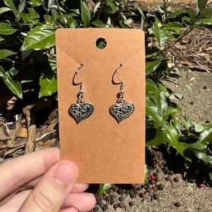 Detailed Heart Dangle Earrings