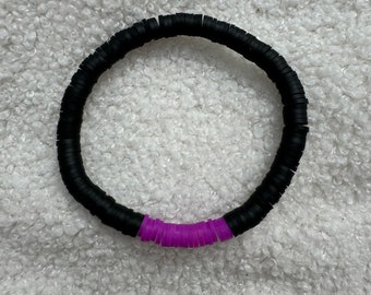 Fuchsia and Black Heishi Clay Bead Bracelet #3 | Heishi Bead Bracelet Set | Stackable Bracelets | Clay Bead Bracelets | Custom Bracelets