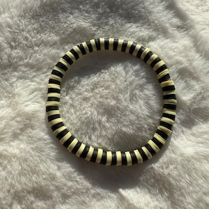 Black and Yellow Heishi Clay Bead Bracelet #3 | Heishi Bead Bracelet Set | Stackable Bracelets | Clay Bead Bracelets | Custom Bracelets