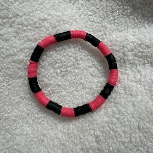 Pink and Black Heishi Clay Bead Bracelet #3 | Heishi Bead Bracelet Set | Stackable Bracelets | Clay Bead Bracelets | Custom Bracelets